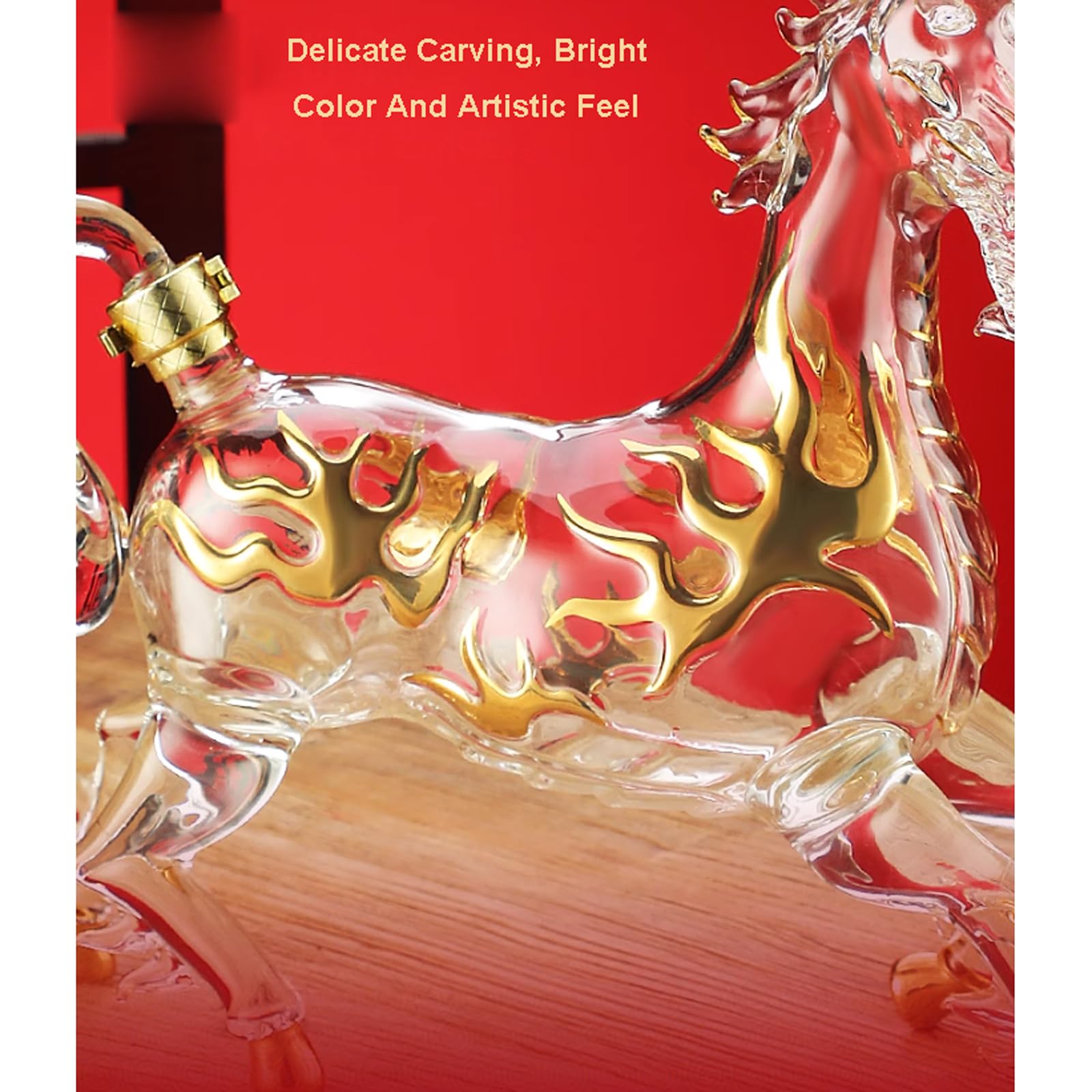 Karafka, Karafka do whisky chińskiego zodiaku Orientalny smok w kształcie konia Butelka wina 1200 ml Kreatywny zwierzęcy pojemnik z przezroczystego szkła na alkohol Tequila Brandy