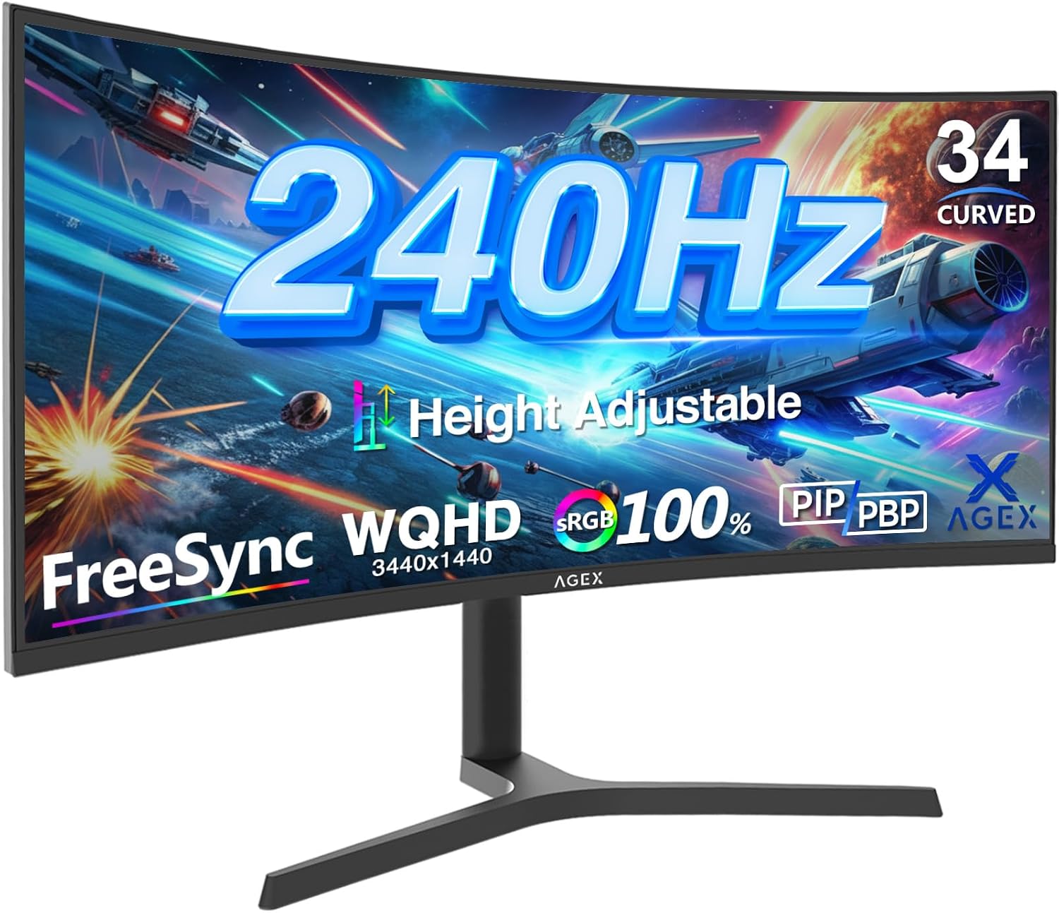 Z-Edge 34″ Curved Gaming Monitor, WQHD 1440P...