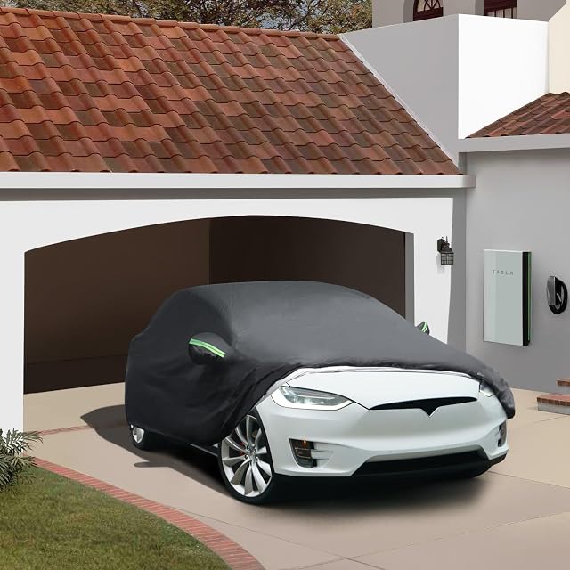 BASENOR 2026 Upgrade Tesla Car Cover for Model X Model X Plaid All-Weather Waterproof UV Protection Full Exterior