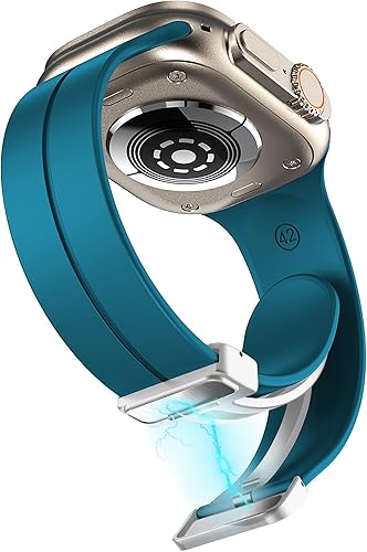 Miniatura 9 de Correa magnética compatible con Apple Watch Band de 1.496 in 1.575 in 1.614 in 1.654 in 1.732 in 1.772 in 1.929 in, correa deportiva de silicona