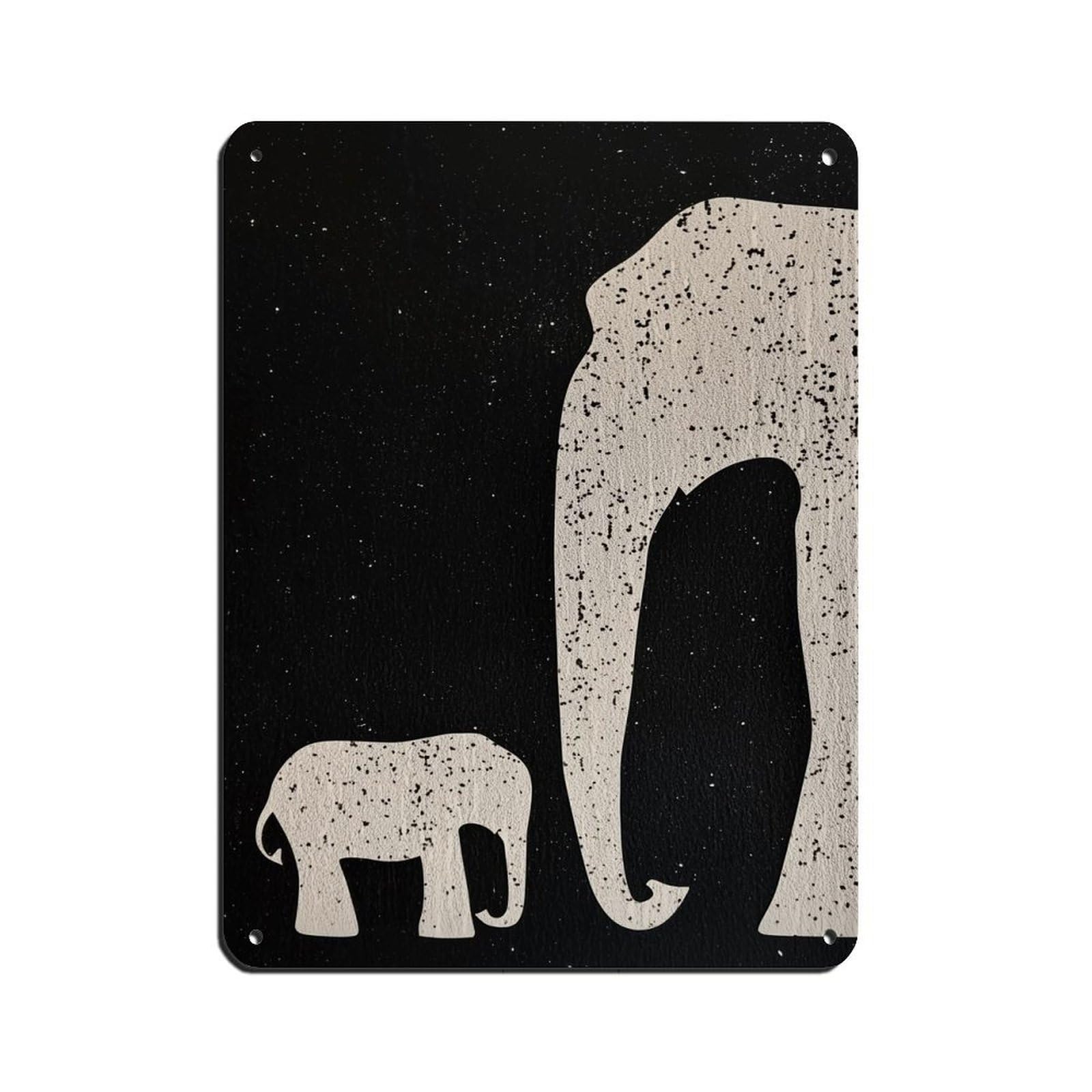 Lxwnze 30L X 40W Cm Elephant Silhouette Minimalist Art Poster Tin Sign Vintage Metal Pub Club Cafe Bar Home Wall Art Decoration Poster Retro 12X16inch(30X40cm)