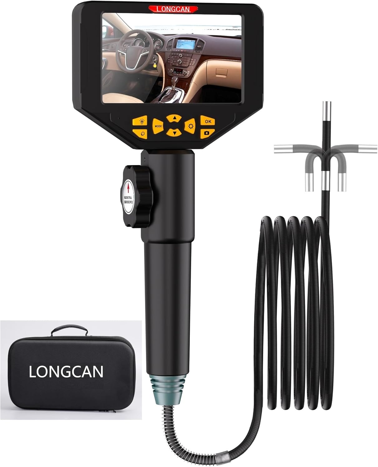 Two-Way Articulating Borescope with Light, Industrial Endoscope with Articulated Probe, Flexible Mechanic Fiber Optic Snake Scope Cam for Wall Automotive Engine Inspect (3.9MM)