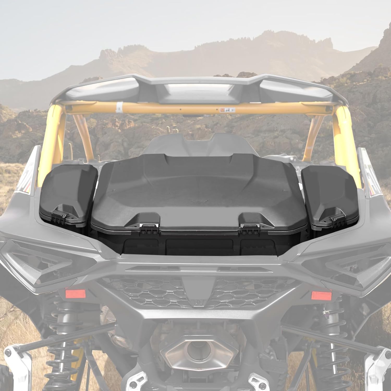Water Resistant 96L Rear Cargo Box & 13.5L Side Bed Storage Boxes Set for Can Am Maverick R X RS 2024+ Accessories, Waterproof Cargo Storage Boxes Tool Bin (3-PCS, #715007182, 715007372)