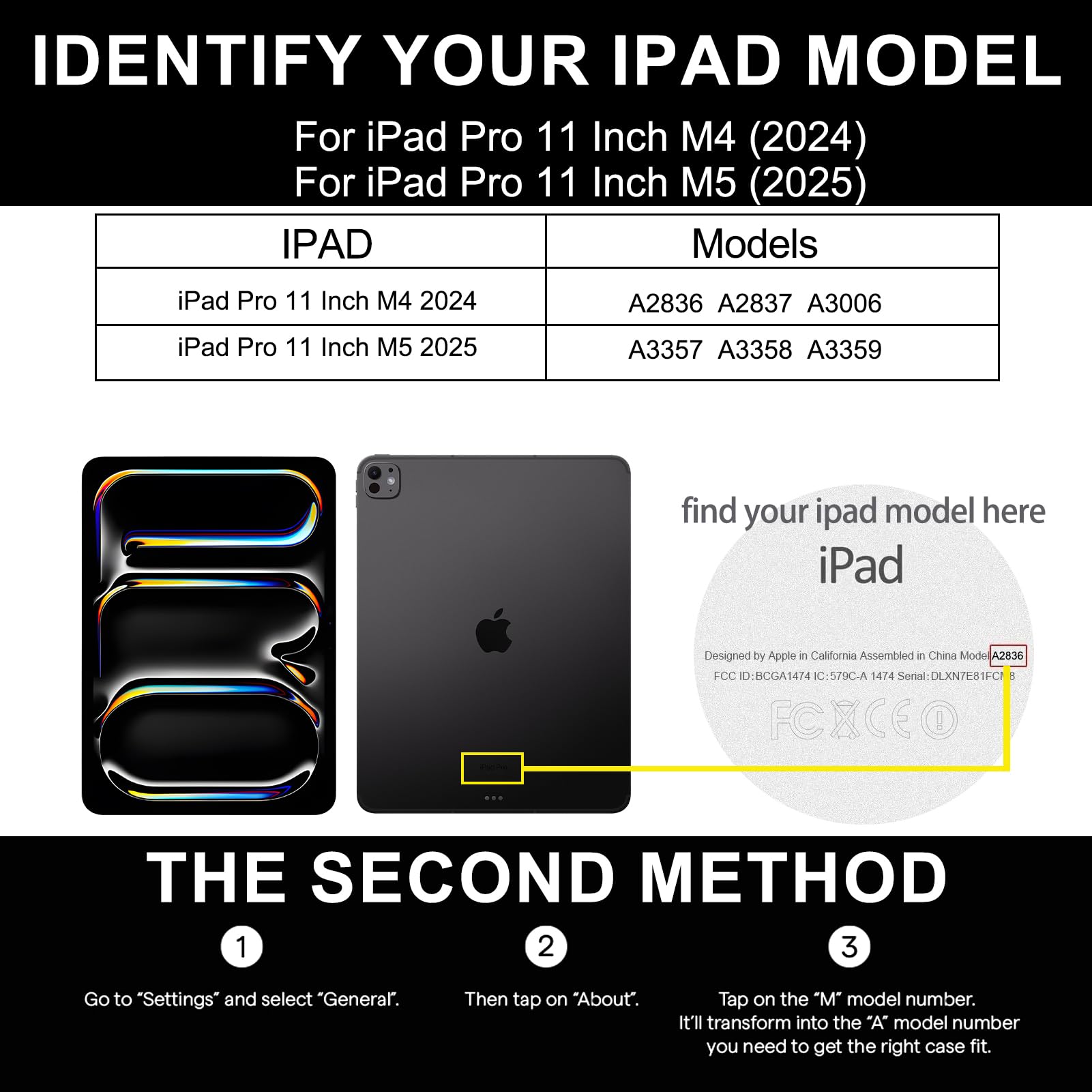 Lederhülle für iPad Pro 11 Zoll (M5/M4) 2025/2024, Vollnarbenleder, Schutzhülle Smart Folio mit Auto Sleep/Wake, rutschfest, Schwarz / Silber