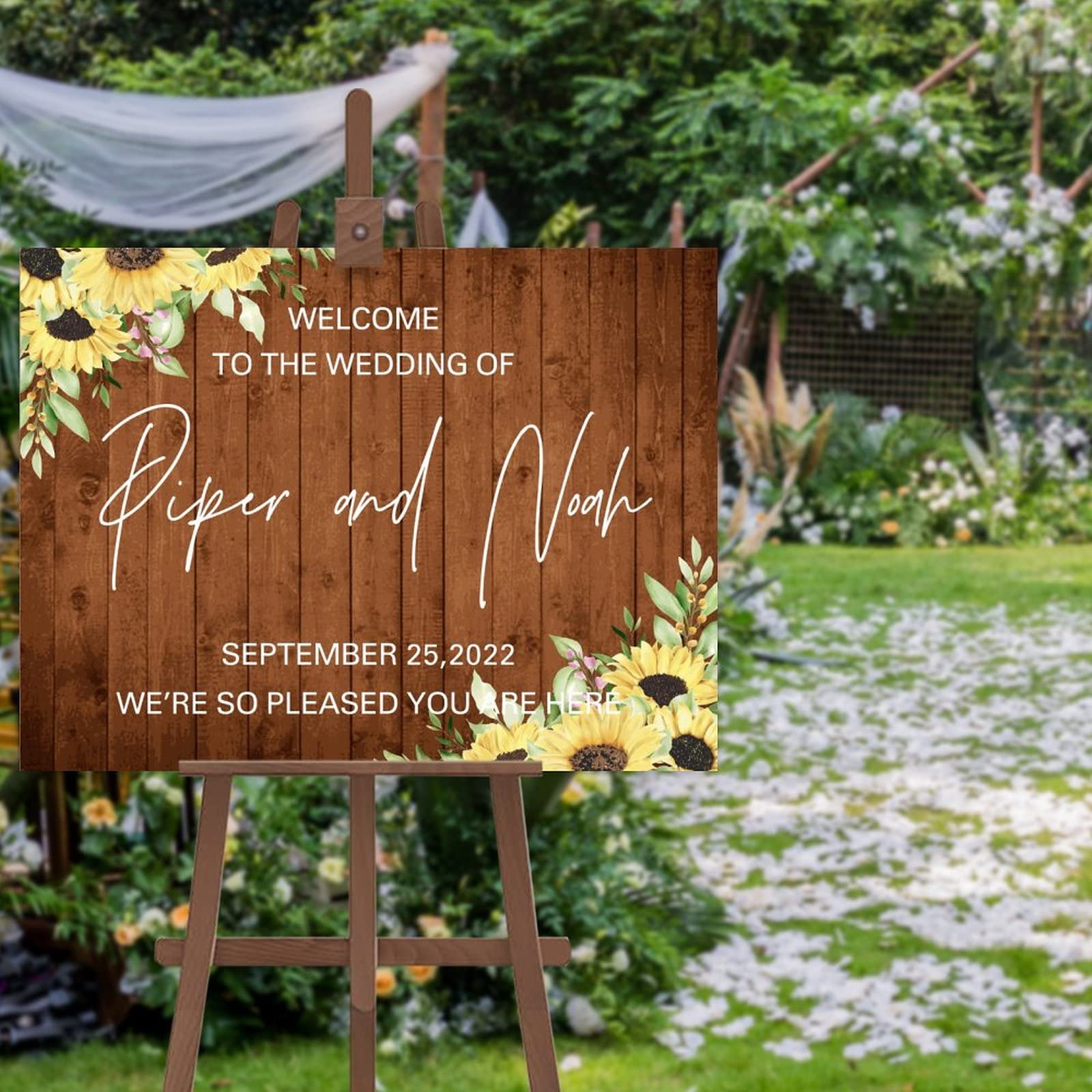 Panneau de bienvenue tournesol personnalisable 30,5 cm pour mariage