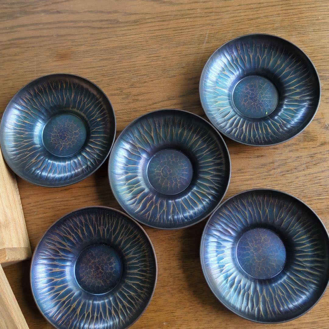 銅製 茶托 流】煎茶道具 銅製茶托六点 箱付 JI930