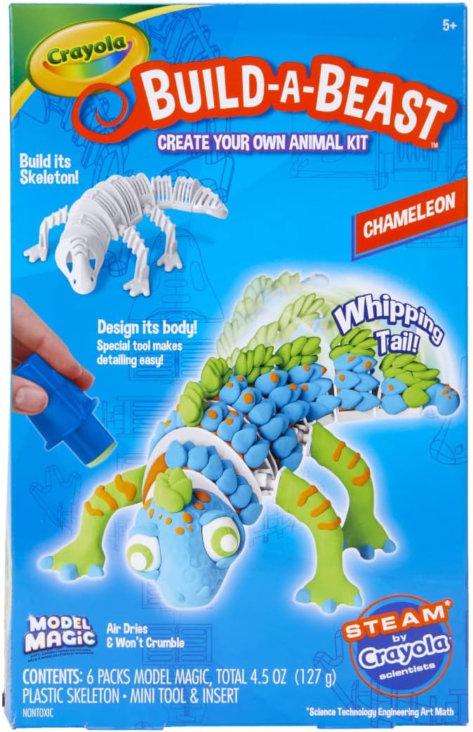 Crayola Build A Beast Chameleon, Model Magic Craft Kit, STEAM/STEM Learning Toys, Gift for Kids, 5, 6, 7, 8, Multicolor