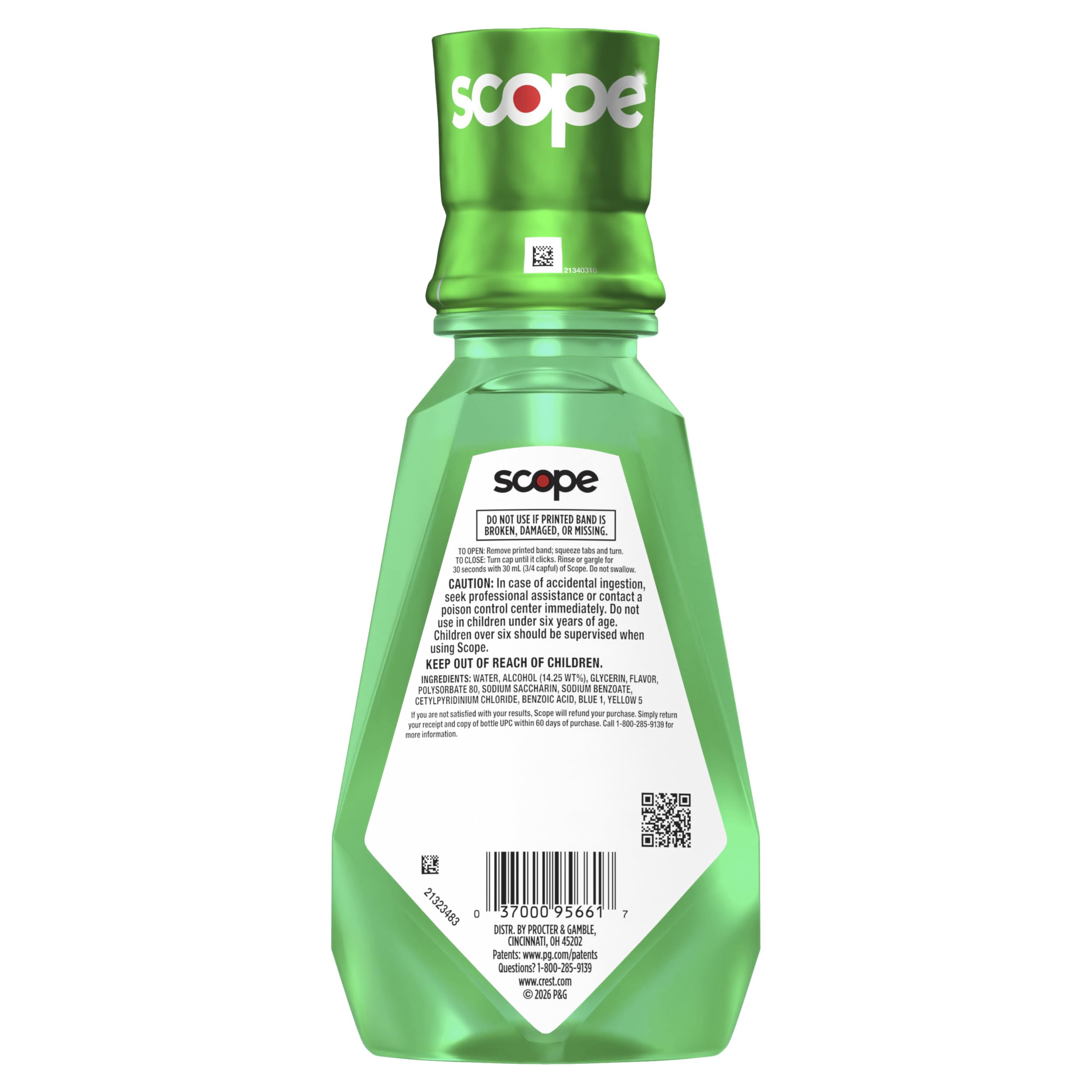 Crest Scope Classic Mouthwash, Original Formula, 500 ml, 4 Count