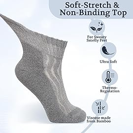 +MD Diabetic Socks for Men Women-6 Pairs, Non-Binding Extra Wide Ankle Socks, Circulator Socks for Edema 13-15 Grey