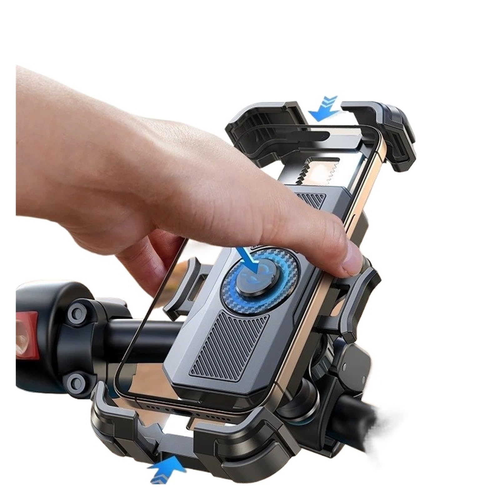 Support GPS Moto Support de téléphone pour Moto, Vue à 360°, Anti-Vibration, pour Guidon vélo, Utilisation Une Main, pour modèles 4,7 Pouces