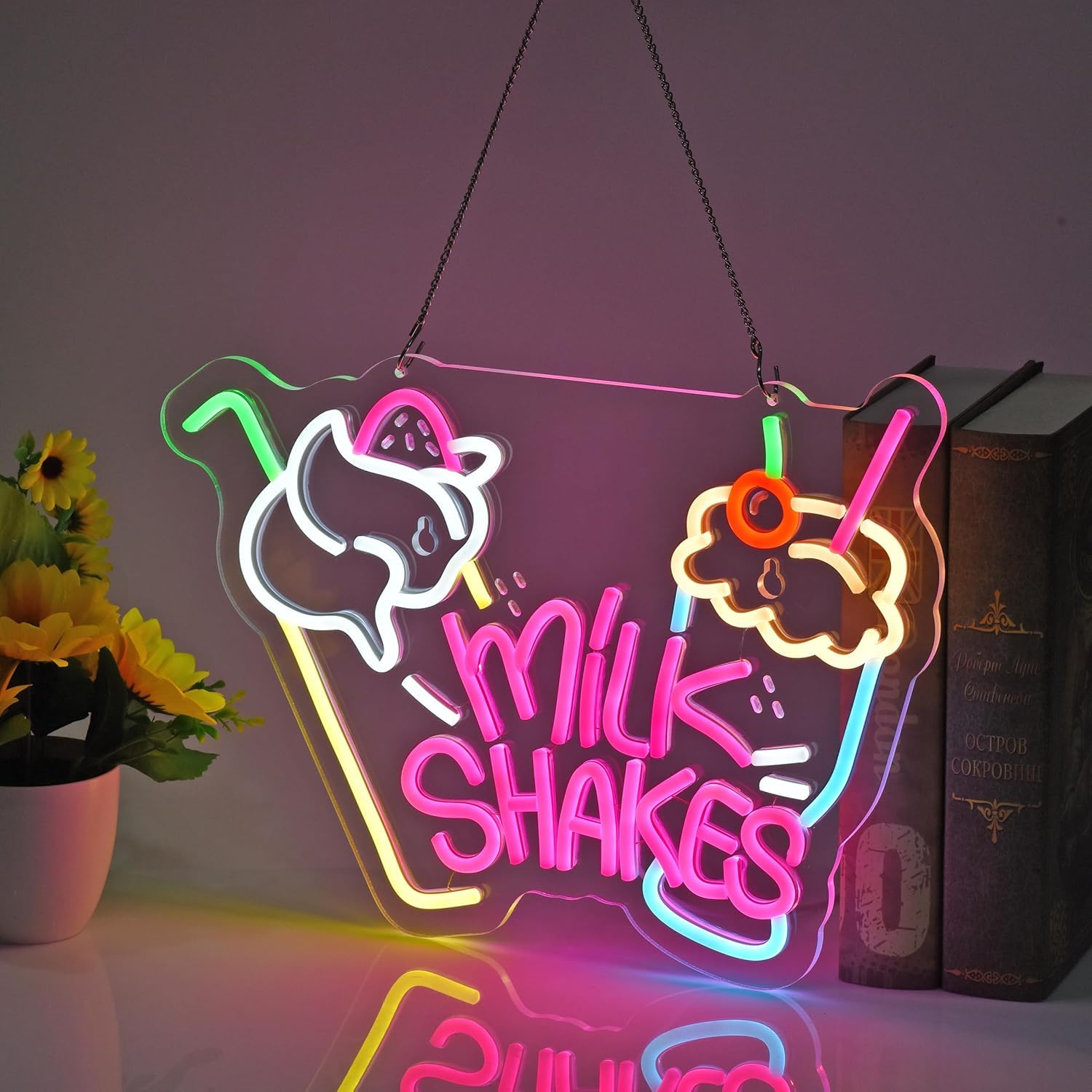 Milk Shakes Neon Sign, Milkshake LED Light, Ice Cream Shop Frozen Yogurt Bar Bubble Tea Store Neon Light for Bar Coffee Shop Decor - Image 3