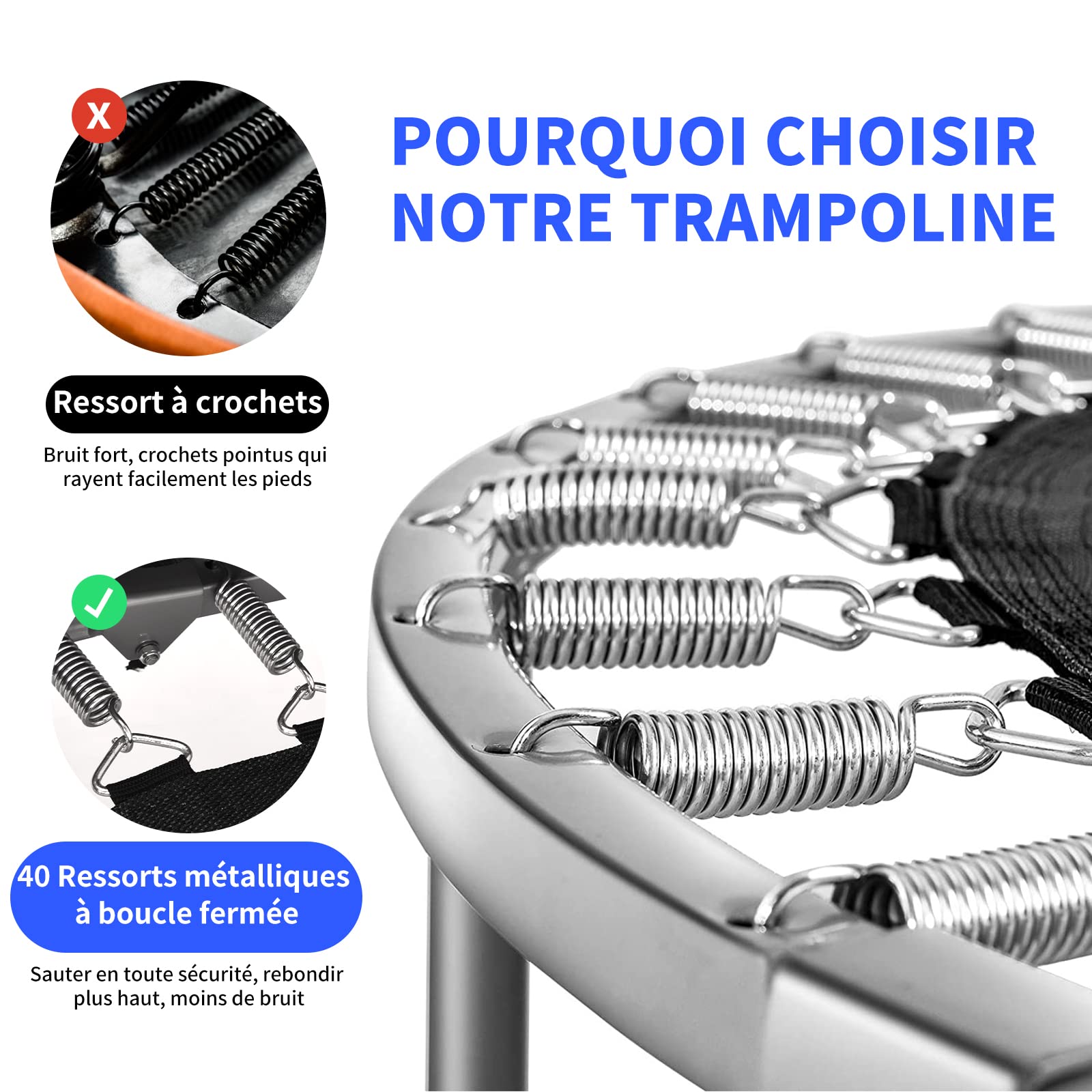 GYMAX Trampoline Double de Loisir pour 2 Personnes, Trampoline Pliable avec Poignée Réglable et Coussin de Sécurité, Rebondisseur Ovale pour Enfants et Adultes, Intérieur et Extérieur