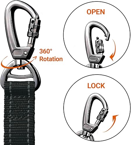 Miniatura 3 de Correa elástica táctica sin tirones para perros medianos y grandes con doble asa (4-6 pies), absorbe golpes, mango de tráfico y entrenamiento,