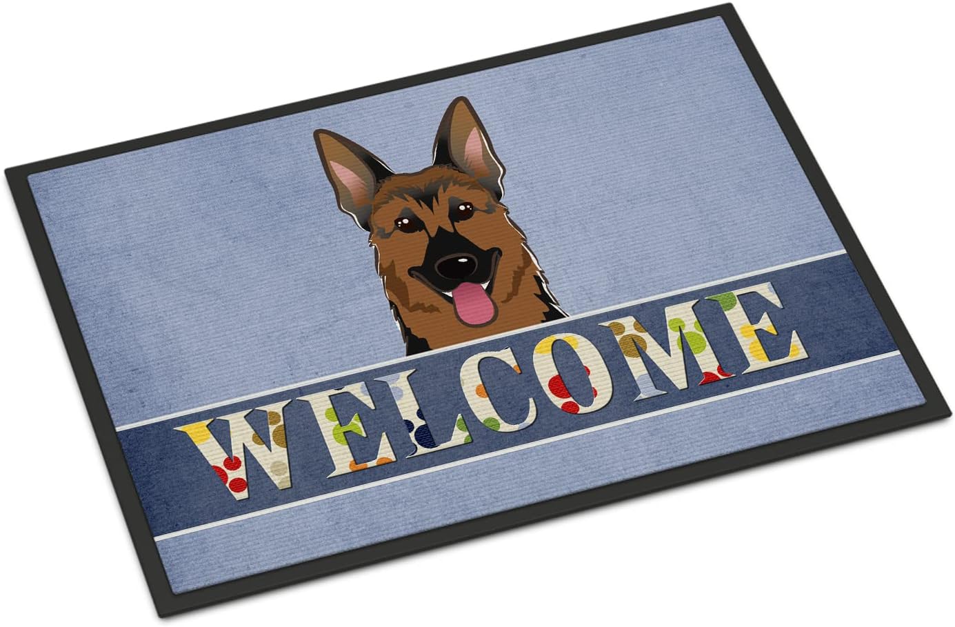 Caroline's Treasures BB1397JMAT German Shepherd Welcome Doormat 24x36, Blue Front Door Mat Indoor Outdoor Rugs for Entryway, Non Slip Washable Low Pile, 24H X 36W