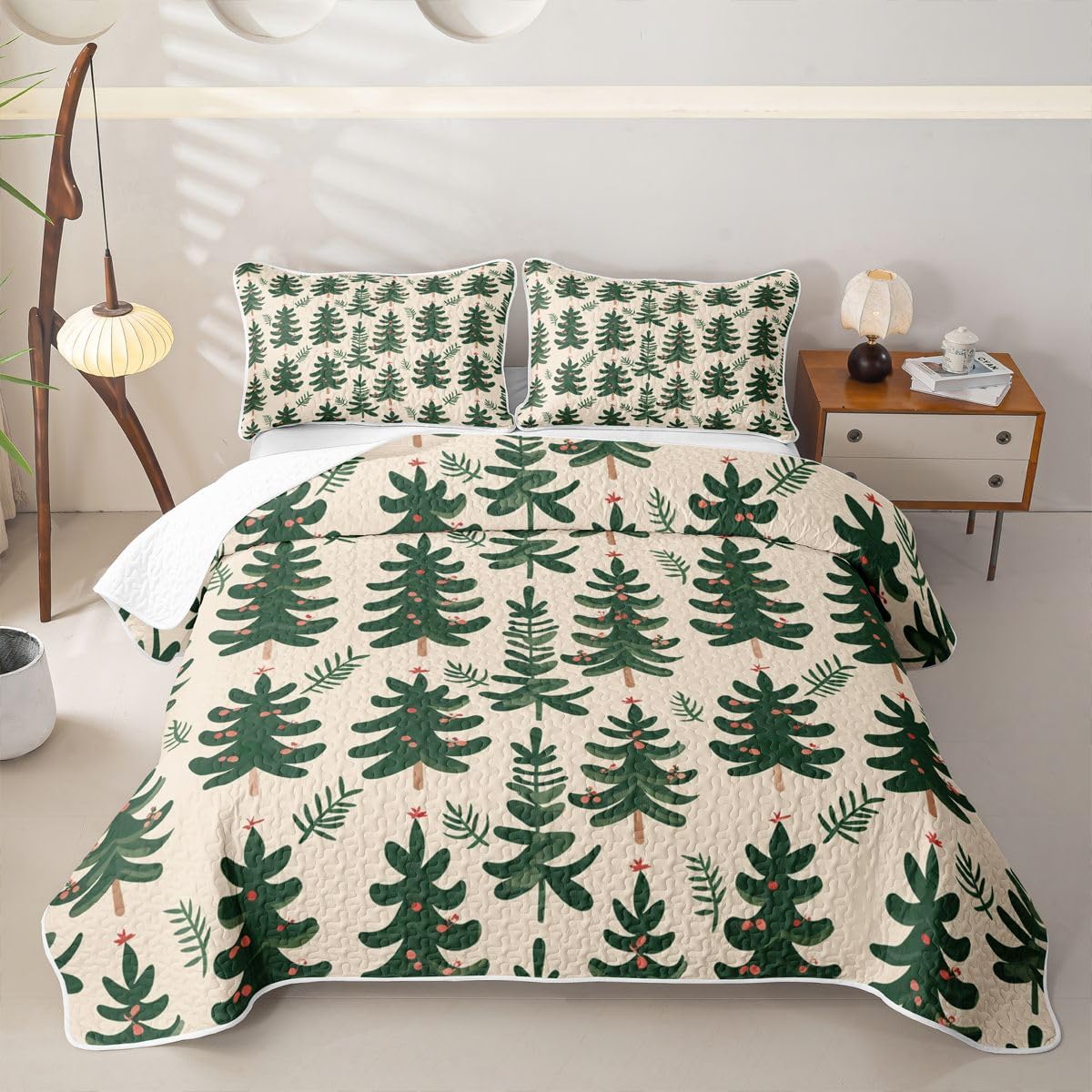 Feelyou Christmas Quilt Set for All Season Gingerbread Cookie Bedspread Twin Size for Kids Boys Girls Pink Quilted Bedding with 1 Pillowcase Coverlet Set Soft