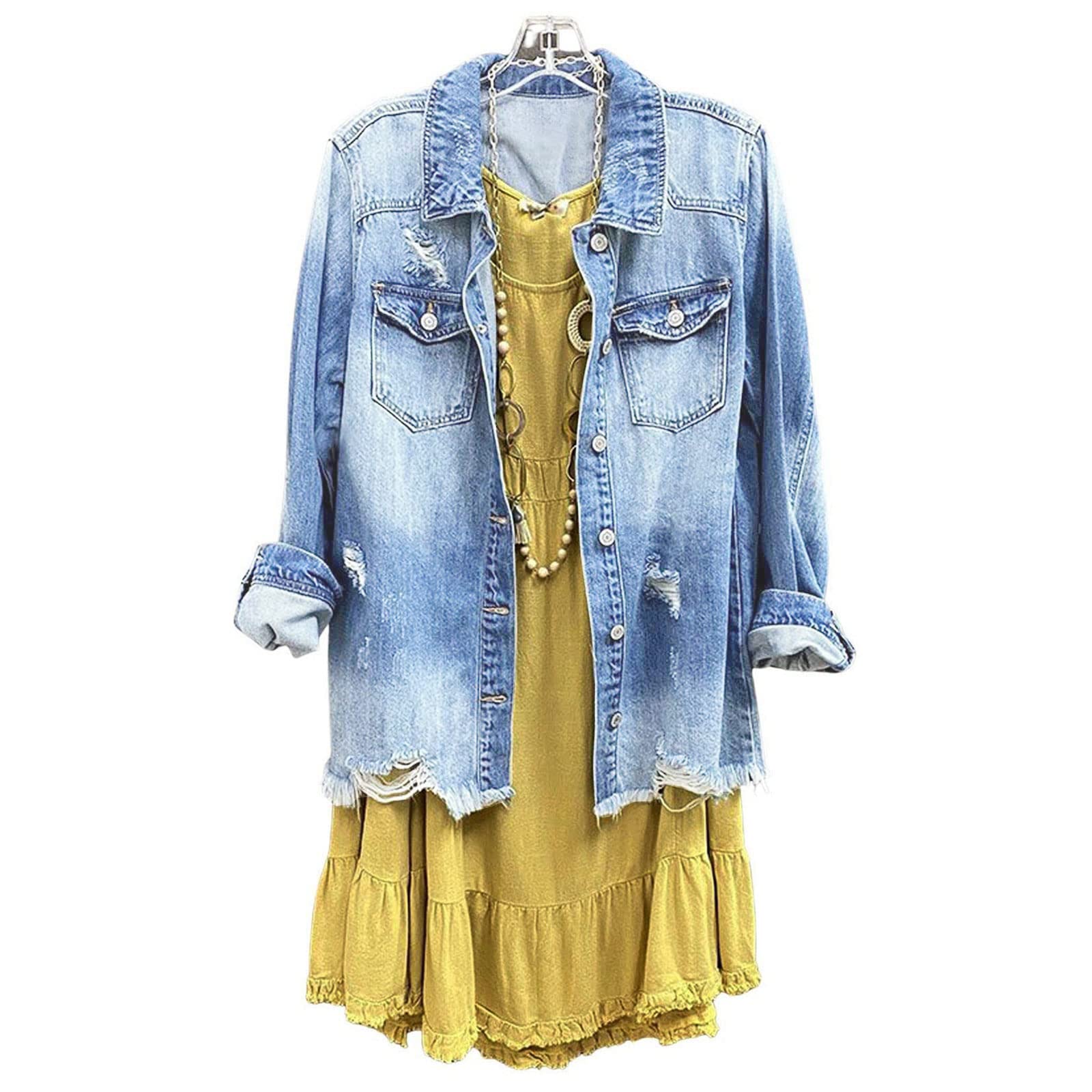 SCOFEEL Women Denim Shirt Jacket