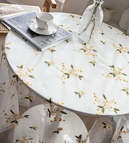 Miniatura 10 de vctops Elegante mantel de encaje con bordado floral para mesa, para fiestas, bodas, cocina, comedor, decoración del hogar (blanco, 51 x 118 pulgadas)