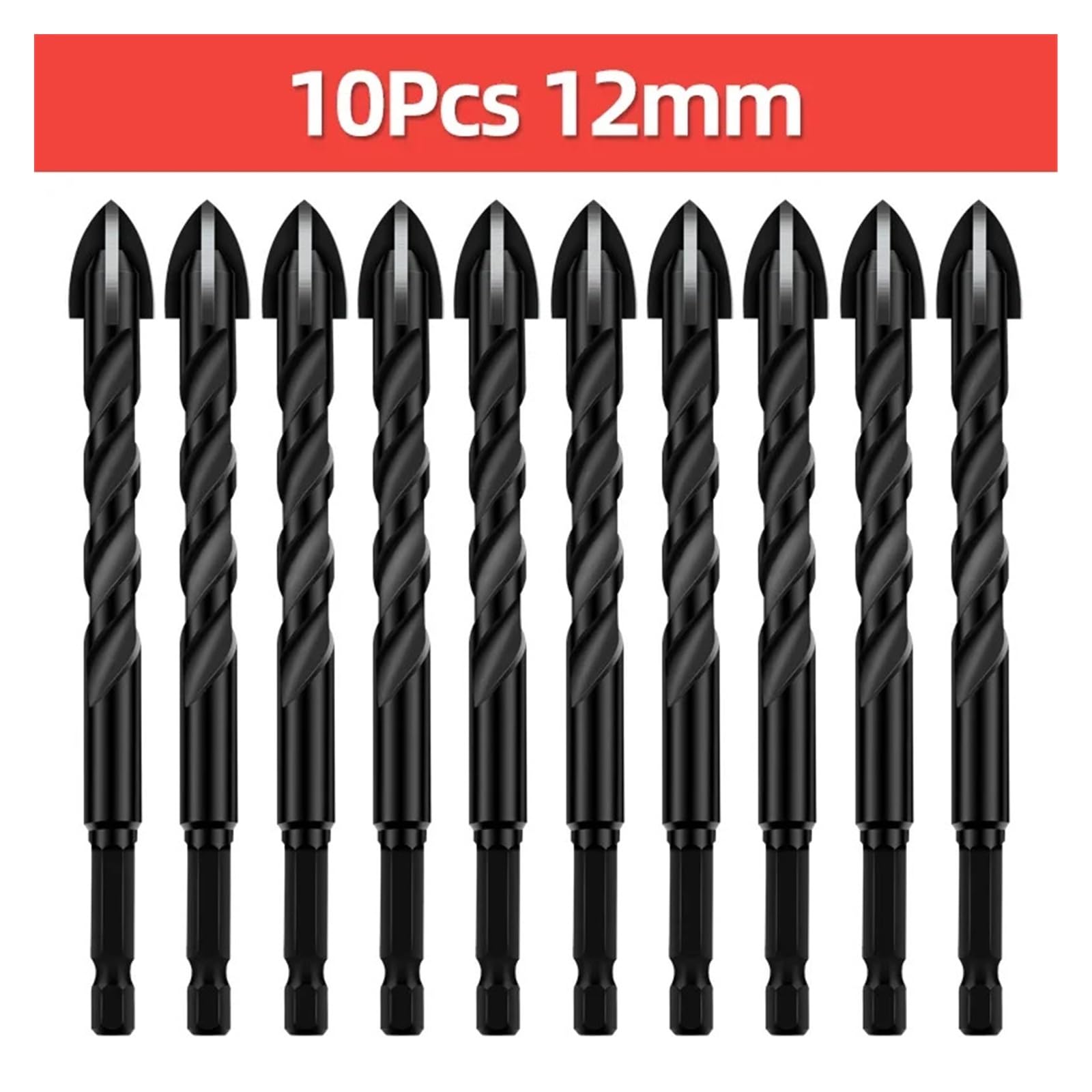 4/5/7/10 SZT. Wiertła sześciokątne z węglika spiekanego do betonu, płytek porcelanowych, szkła, metalu(10pcs 12mm)