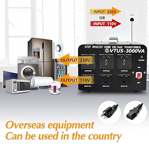 Miniatura 4 de Convertidor de transformador de voltaje de 3000 vatios, convertidor de 110-120 voltios a 220-240 voltios y de 220-240 voltios a 110-120 voltios con