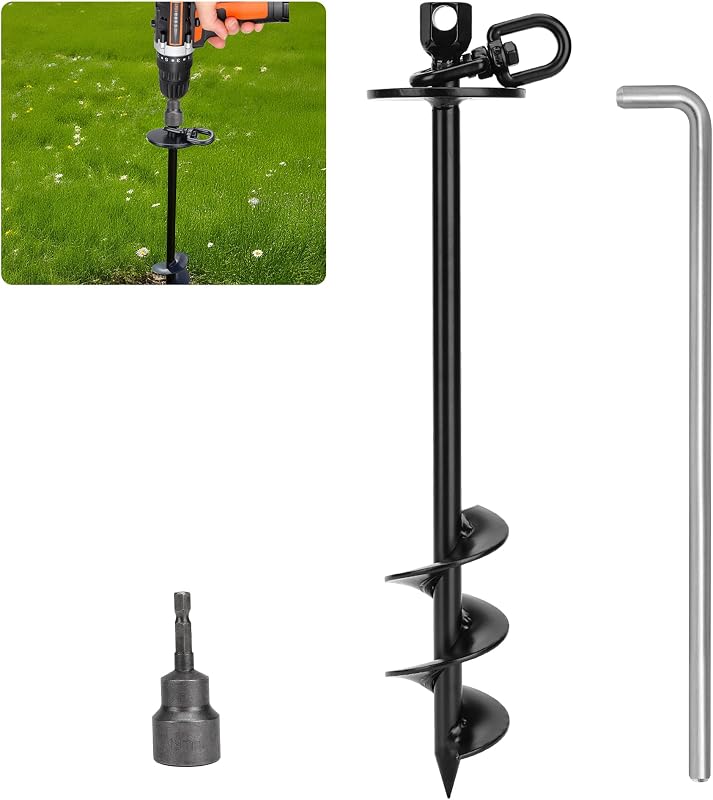 Estaca Espiral para Cães com Giro de 360° em Aço, iklekione, Pacote com 2