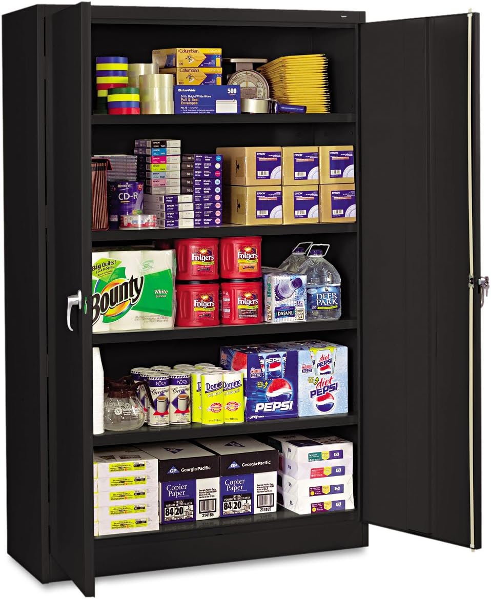 J2478SUBK Assembled Jumbo Steel Storage Cabinet, 48w x 24d x 78h, Black