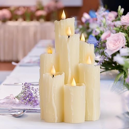 Miniatura 2 de Velas sin llama, velas LED de cera real parpadeantes con control remoto, goteo de cera, 3 piezas combinadas en una vela para decoración de fiesta en