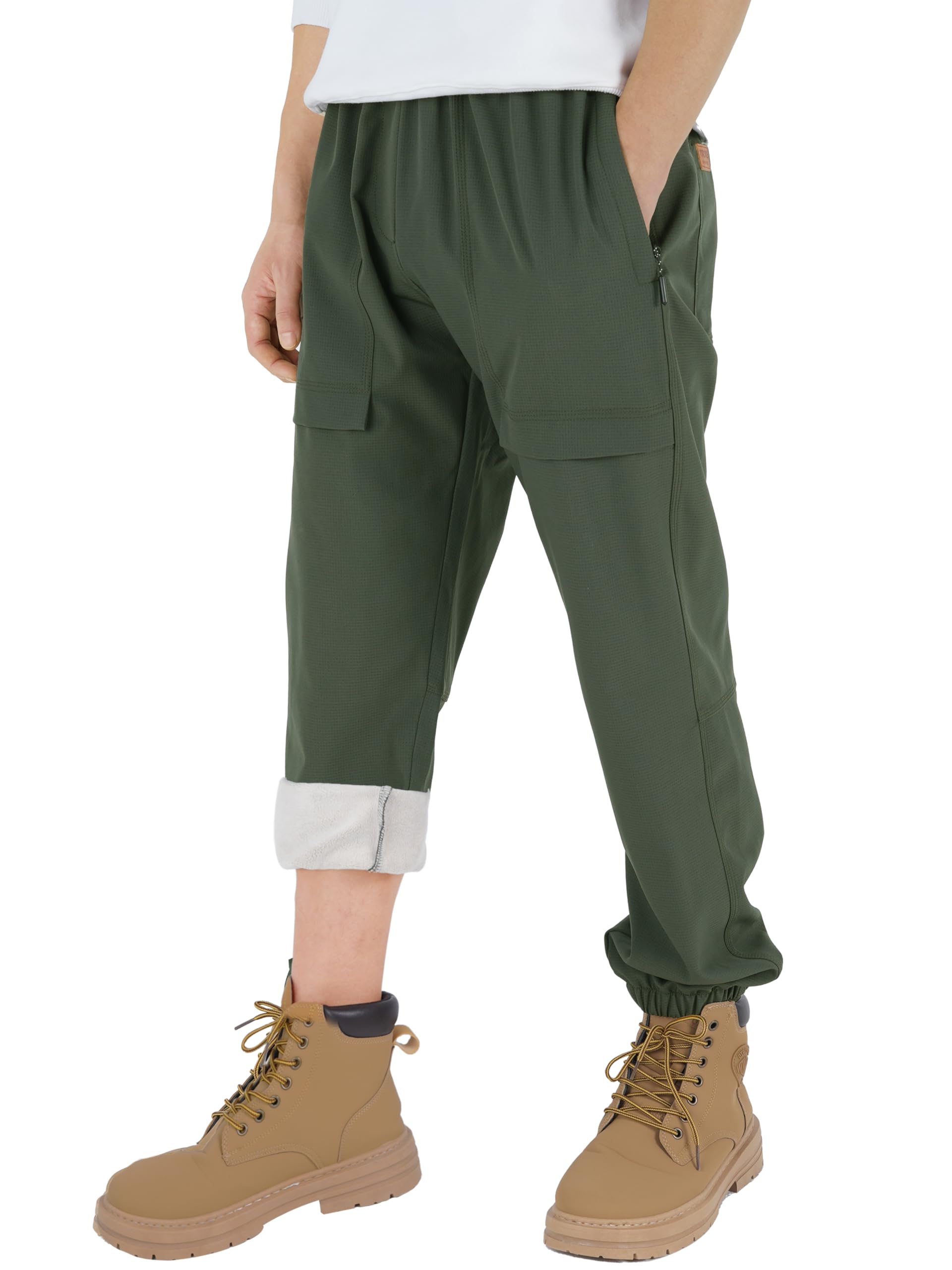 CAMLAKEE Pantalones de senderismo impermeables para niños, pantalones térmicos, pantalones de softshell para niños