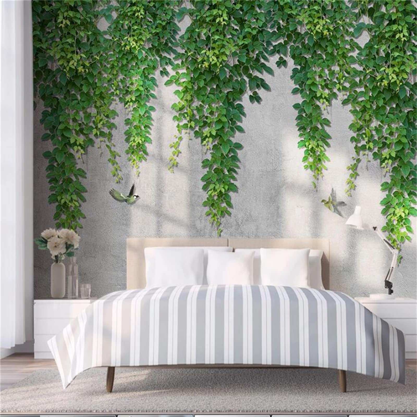 3D Minimalist Fresh Vine Wall Wallpaper, Removable High Resolution Pictures Art Decor Paintings, Self-Adhesive 3D Mural for Dining Room Sofa Background Wall Living Room(106