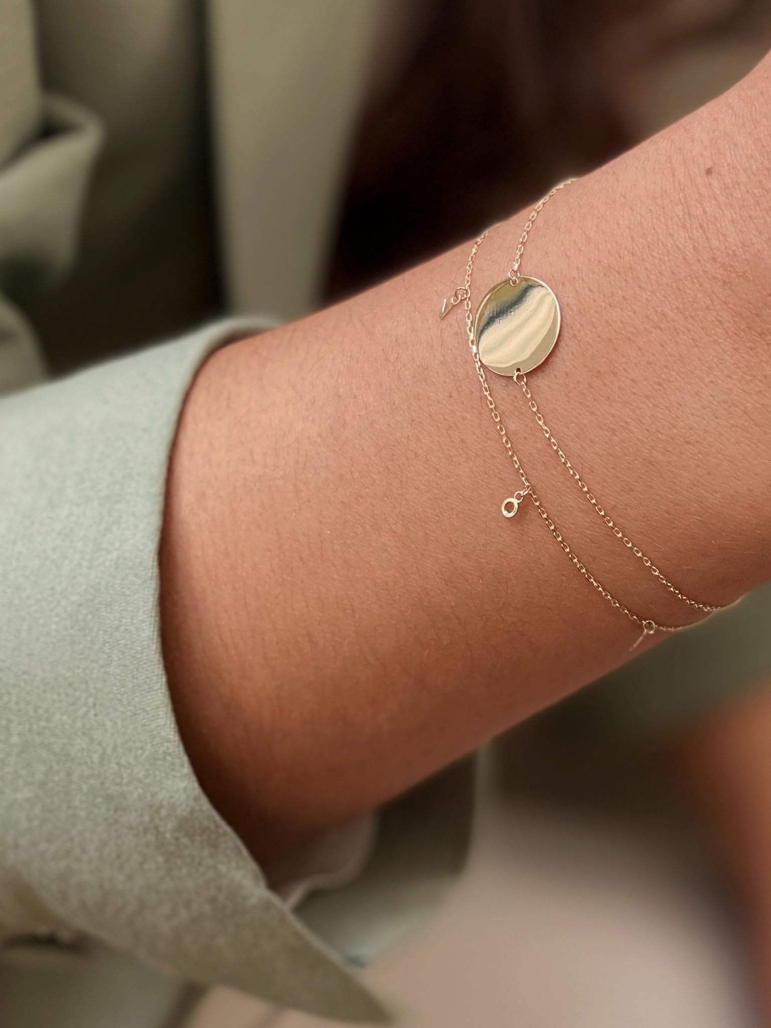 JACKIE GOLD Schmuck Damen | 14 Karat / 585 Echt Gold Armband | Jackie L.O.V.E. Bracelet JKB20.030| 16 – 17 – 18 cm Länge verstellbar | Armkette mit Buchstaben