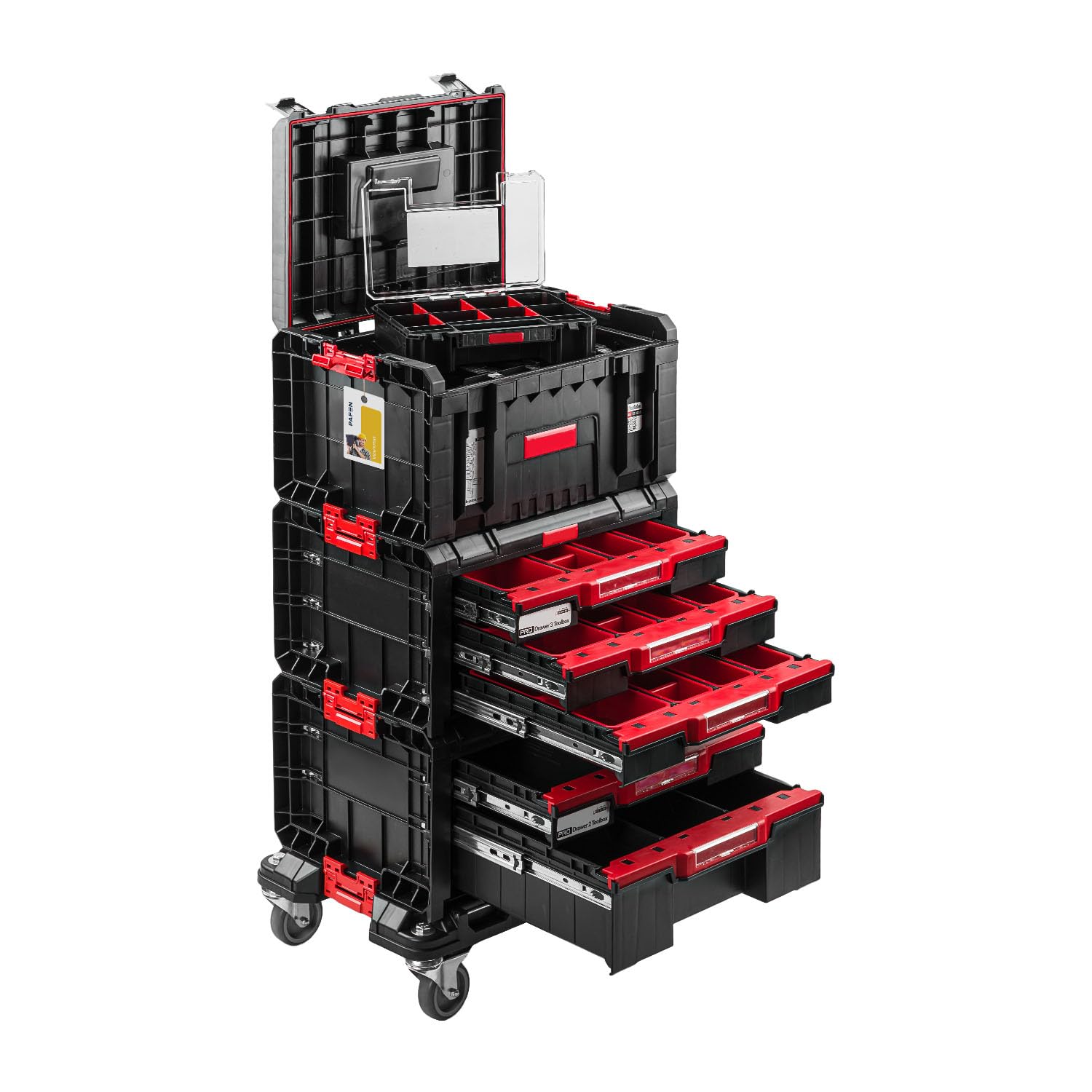 PAFEN Rollende Werkstatt Werkstattschublade - Premium Werkzeugtrolley - Werkzeugkasten auf Rädern 445 x 335 x 850 mm Sehr stabil Chemikalienbeständig Werkstattwagen