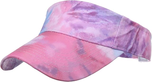 Sport Sun Visors Hat for Women Men Girl Tie Dye Adjustable Travel Cap Golf Tennis Running Summer Outdoor Quick Drying Washed Sun Hats for Women Black Visor Womens Fashion Scarves