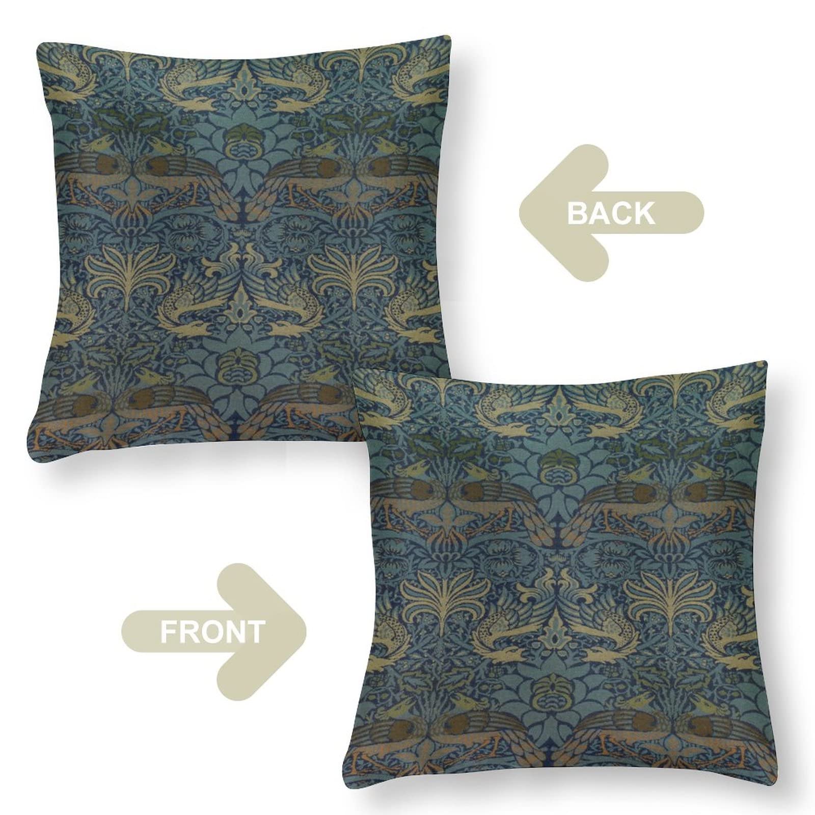 Amazon.com: Satin Square Throw Pillow Covers Blue Vintage Floral