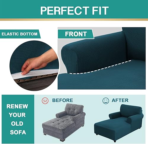 Miniatura 6 de OKYUK Funda para tumbona, fundas elásticas para tumbona, funda para sofá con doble brazo, tela jacquard, lavable a máquina, protector de muebles