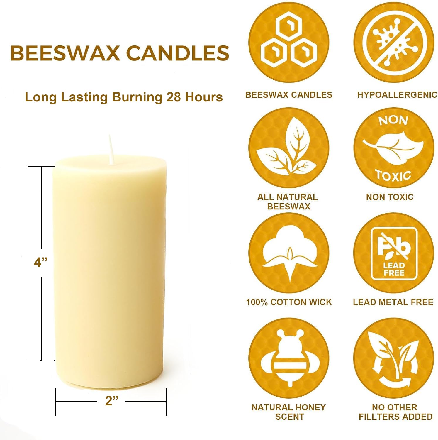 Amazon.co.jp: olorvela 蜜蝋 ピラーキャンドル ホワイト ピラー