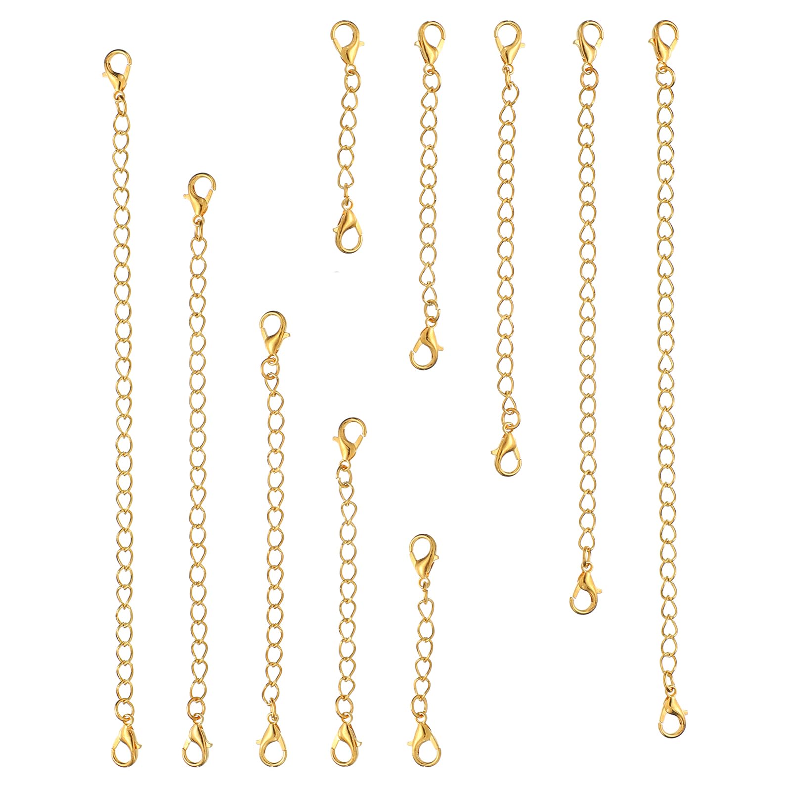 PATIKIL 2/3/4/5/6 Inch Necklace Extender, 10 Pack Necklace Clasps Chain Extenders Extension for Necklaces Bracelet Jewelry Making, Golden