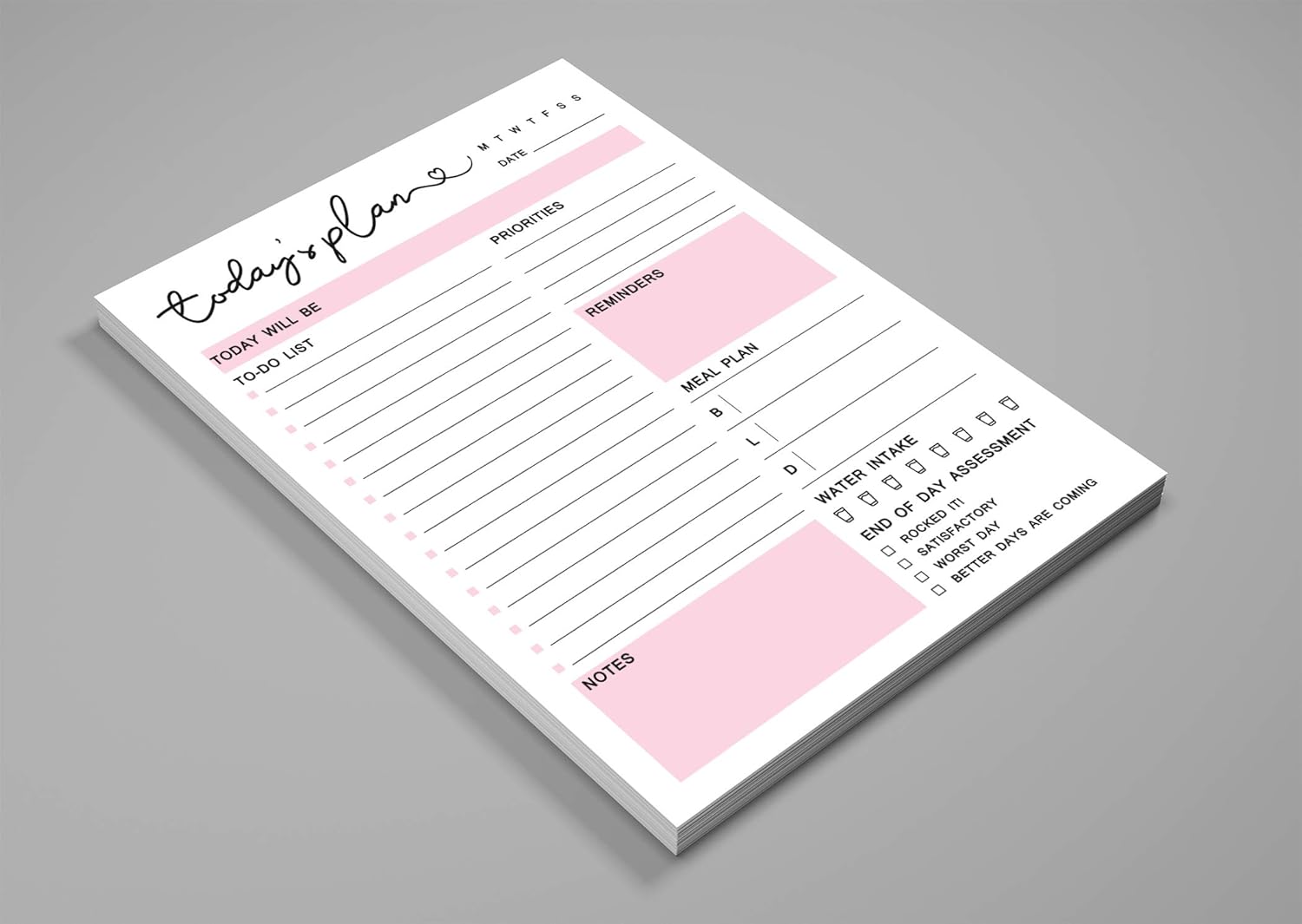 Daily Planner Tear Off Pad, To-Do List Notepad- 50 Undated Sheets- Day Schedule Planner- Work Planner- Day Organizer Notepad- Meal Prep Productivity Notepad With Sleeve- 8.5 x 11 inches - CK