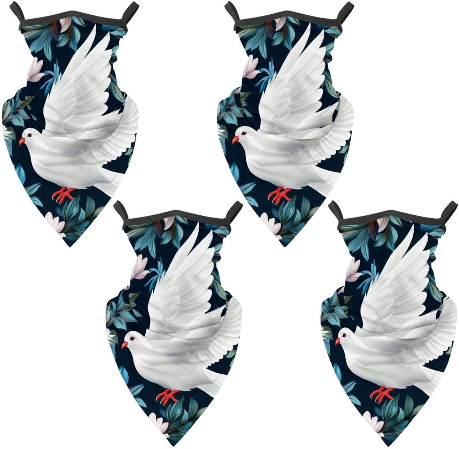 4 Pack Peace Dove Fishing Neck Gaiter - UV Face Mask Sun Protection for Men & Women