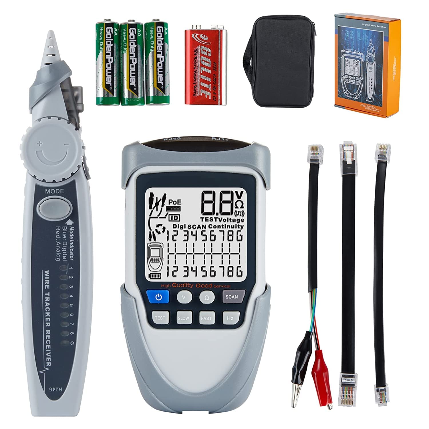 Network Cable Tester, APROTII PoE Multifunction Wire Tracker with LCD