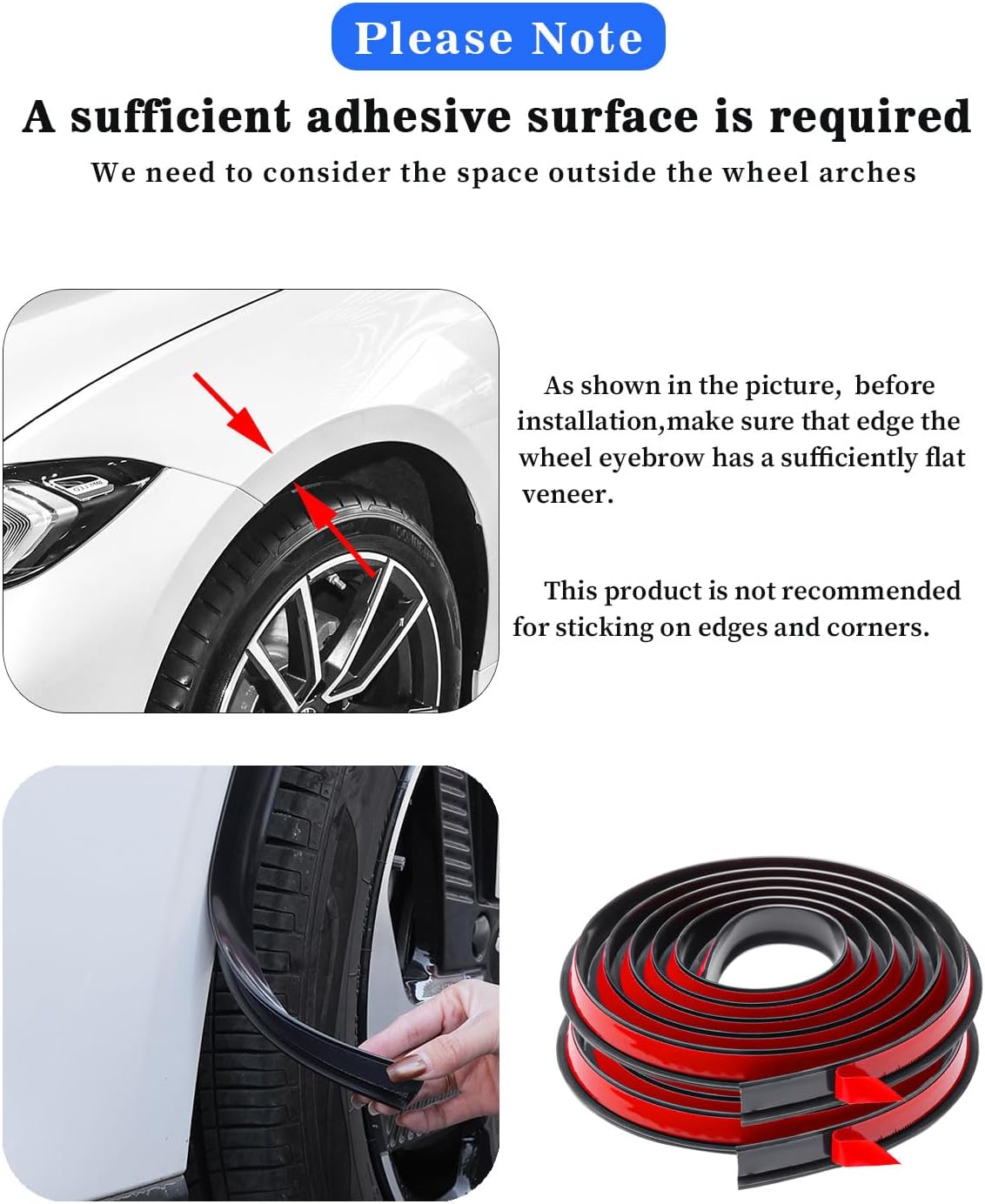 XmuxHai Glossy Black Silicone Wheel Arch Protector 21FT Glossy Black Universal Car Fender Trim Anti-Scratch Mud Guard for Cars SUV Pickup RV (Silicone Shiny Black)
