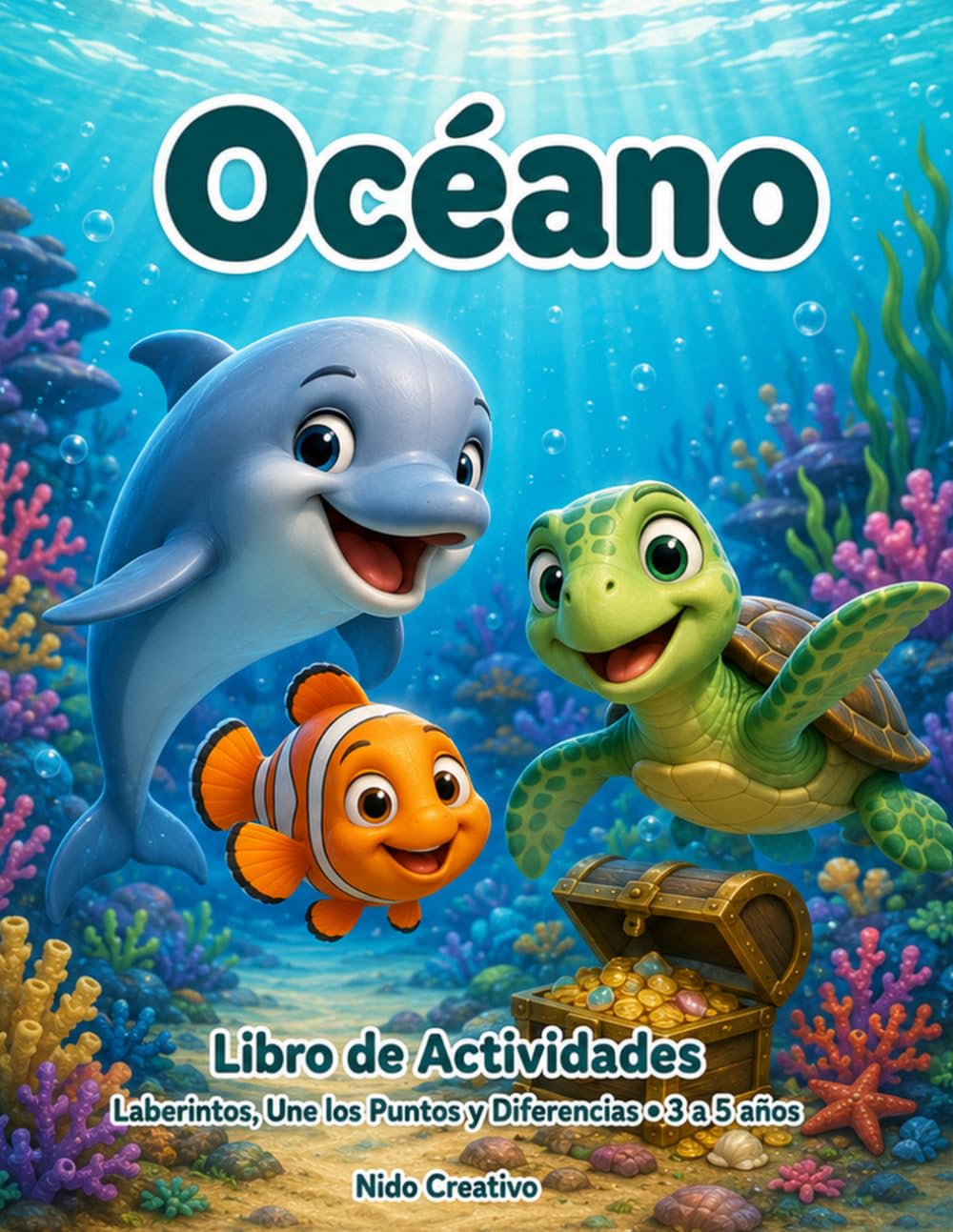 Océano: Libro de Actividades para Niños de 3 a 5 Años Laberintos, Une los Puntos y Encuentra las Diferencias: Juegos educativos con animales marinos ... concentración y el aprendizaje en preescolar