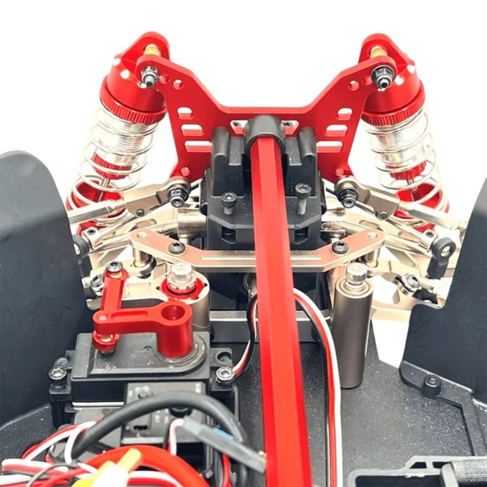 Amortiguador Ajustable RC Compatible con MJX para Rally 1/7 RC Coche Mejora Modificación Reemplazo Accesorios Piezas Metal Llenado De Aceite Amortiguador(Red)