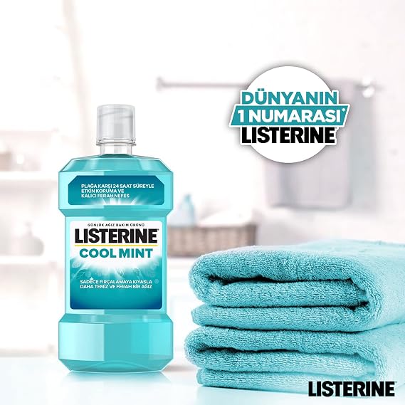 listerine, cool mint, daily oral care product, light taste, zero alcohol, mint flavored, 250ml