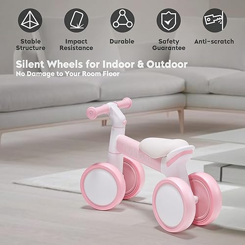 Miniatura 3 de TEENRUN Bicicleta de equilibrio para bebé con 4 ruedas, perfecta para niños de 12 a 36 meses, regalo ideal para el primer cumpleaños para niños y