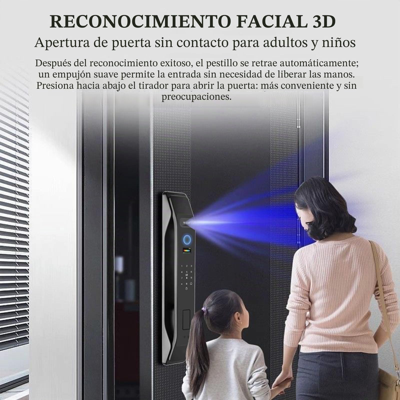 Cerradura Inteligente Con Video Y Cámara, Cerradura De Puerta Inteligente Con Reconocimiento Facials 3D, WiFi Integrado, Timbre Con Video, Control Por Aplicación, Compatible Con 8 Idiomas