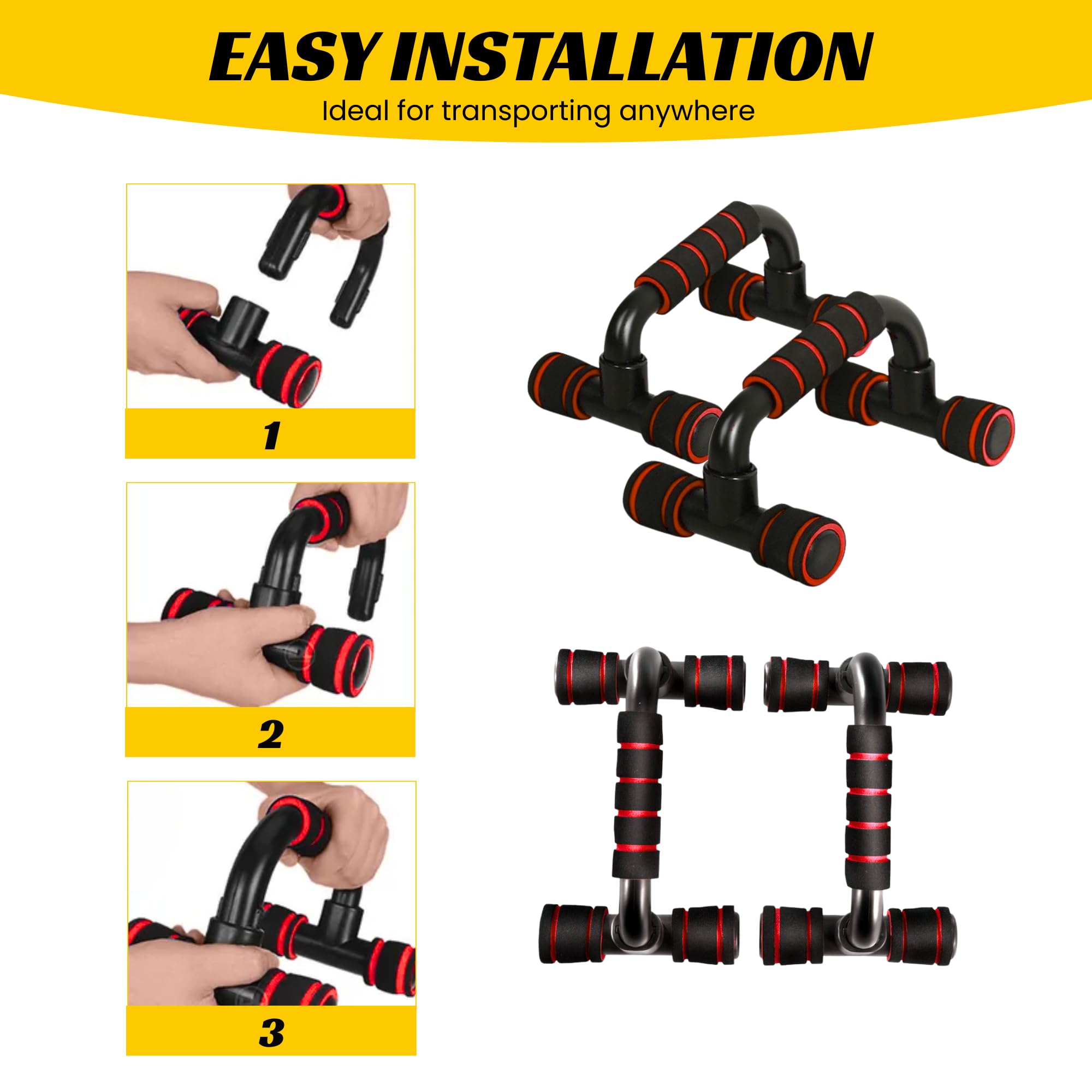 Barre Parallele per Flessioni. Maniglie Push Up Antiscivolo per Trazioni per Fitness, Yoga, CrossFit, Uso Interno ed Esterno.