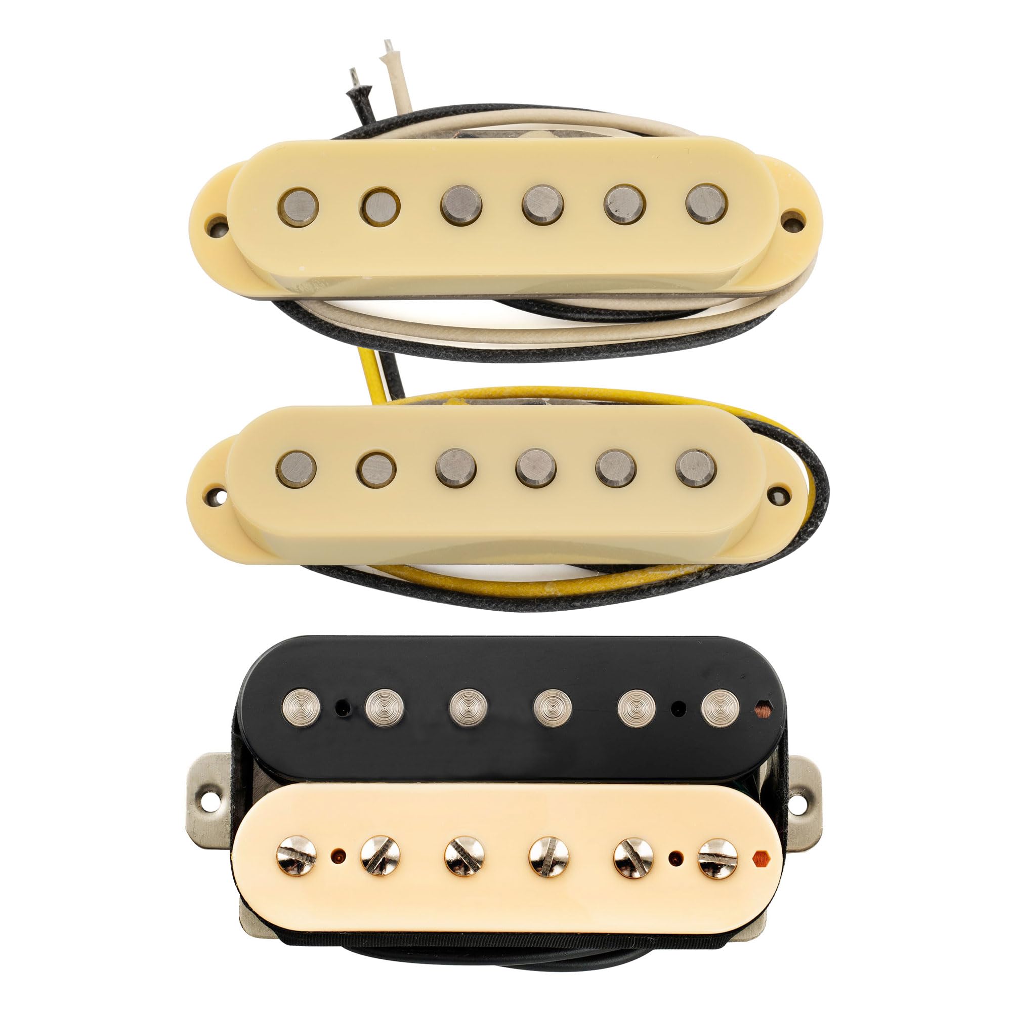 Musiclily Pro ST-TX Alnico 5 Staggered Single Coil Tonabnehmer Humbucker HSS Pickups Set für Strat Style E-Gitarre, Zebra