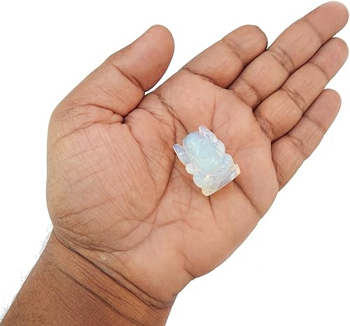 Miniatura 5 de Myhealingworld Estatua de Ganesha de piedra de opalita, ídolo de buena suerte, escultura de Ganesha de bolsillo, estatua de Ganesh para tablero de