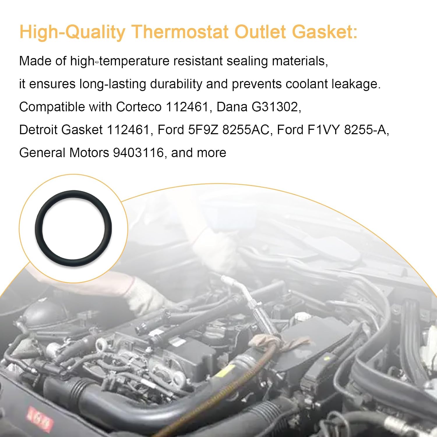 Water Outlet Thermostat Housing Gasket for Coolant Leak Repair 3-Pack | 35489 Replacement, Compatible with Ford Jaguar BMW Models, F-150 4.6 5.4, F-650 F-750, S-Type X-Type, E46 330i