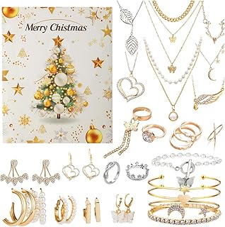 Gold Jewelry Advent Calendar 2024, Christmas Advent Calendar 2024, Beauty Fashion Jewelry Advent Calendar Christmas Gifts...