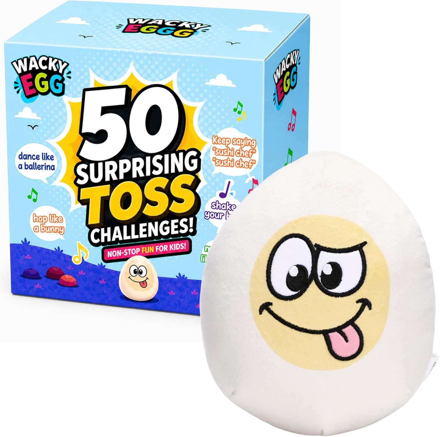 Wacky Egg: Toss Me While You … | Musical Talking Toy with 50 Funny Challenges for Kids and Family, Fun Game for Boys & Girls, Gift for Indoor/Outdoor